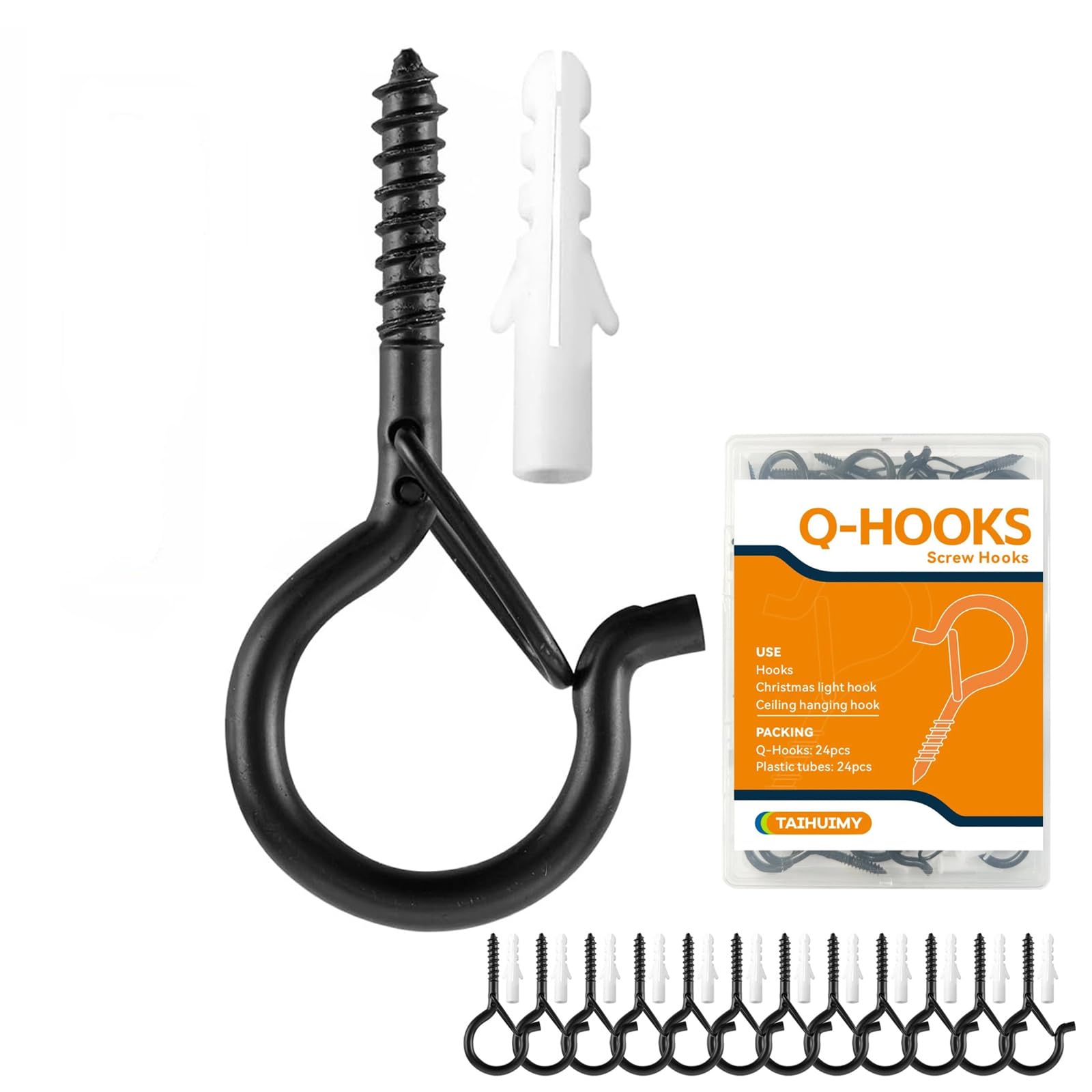 TAIHUIMY Q-Hanger Screw Hooks with Safety Buckle for Outdoor Lights - 40pk