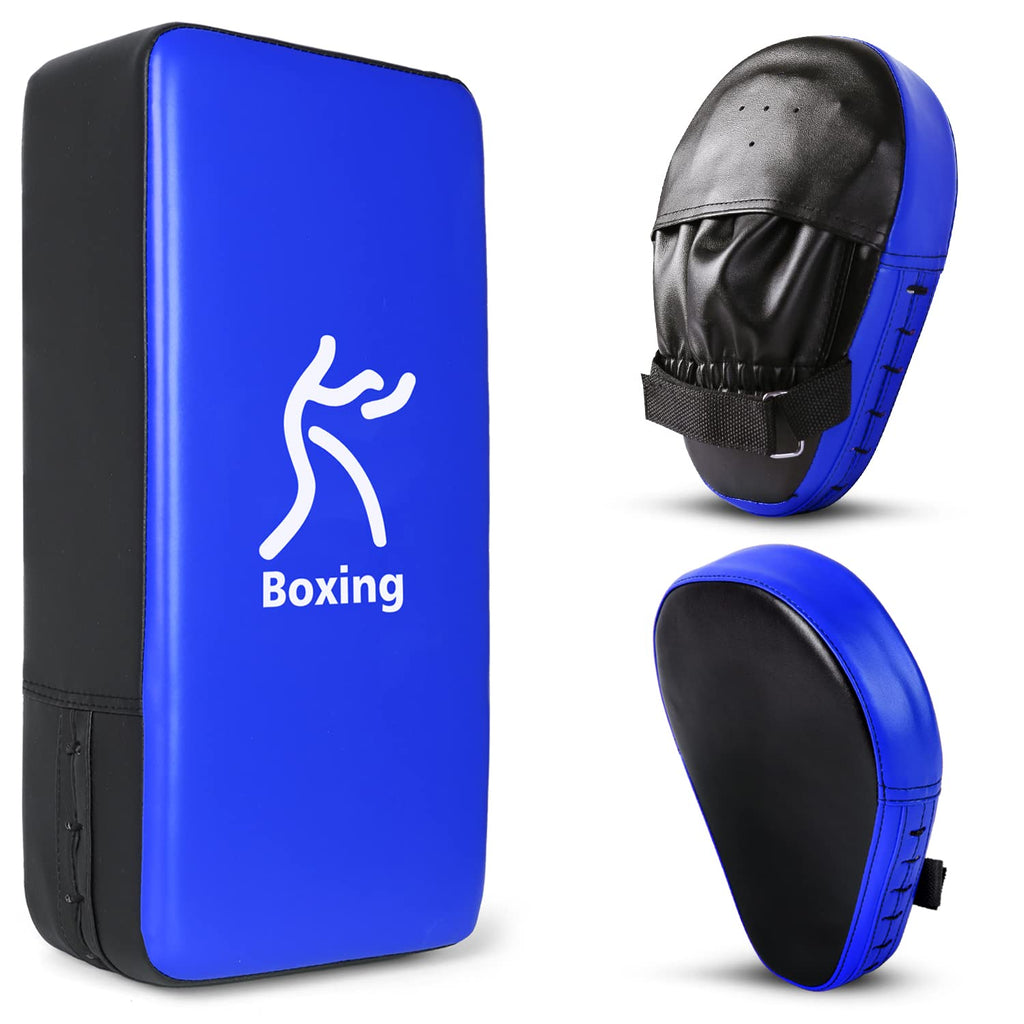 Odoland Boxing Mitts and Kick Pad Set | PU Leather Focus Pads - Blue