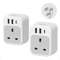 TESSAN UK to US Plug Adaptor 2 Pack | Type B Travel Adapter with USB C