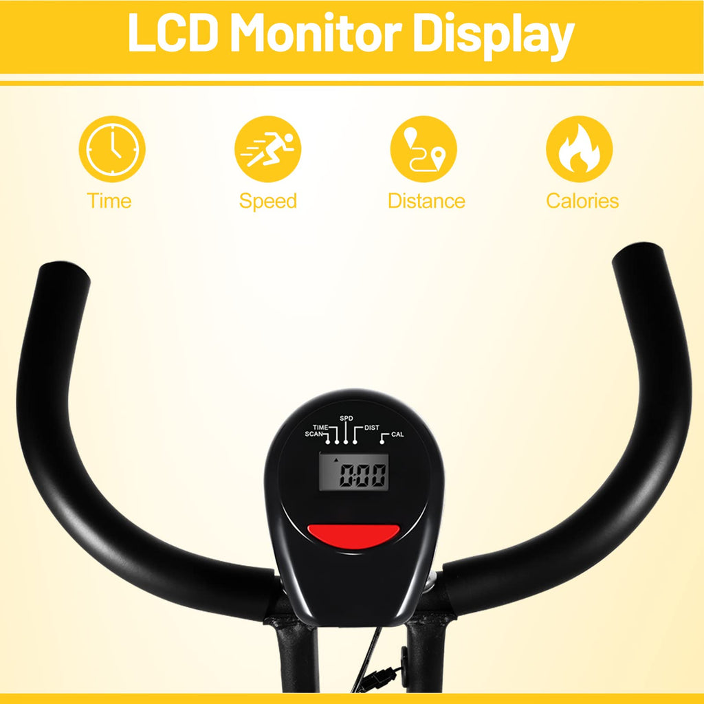 EVOLAND Foldable Exercise Bike - 8-Level Resistance & LCD Display