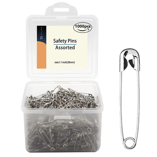 1000 Piece Safety Pins – 1.1 Inch Metal Sewing Fasteners