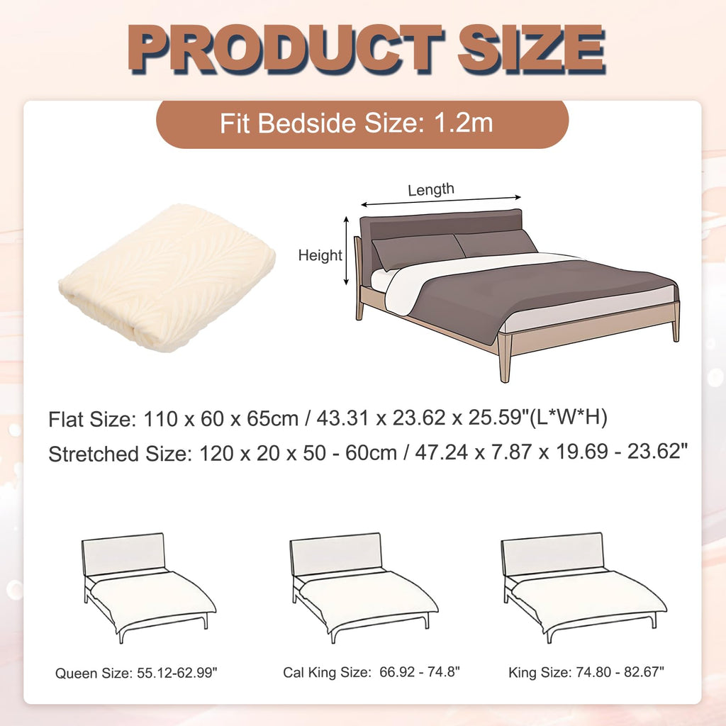 sourcing map Bed Headboard Slipcover, 120cm Jacquard Fabric Stretch Protector Covers, Dustproof Cover for 1.2m Headboard Bedroom Decor, Beige - image 2