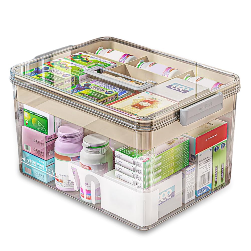 Piashow Medicine Storage Box – 2-Layer Large First Aid Organizer with Tray