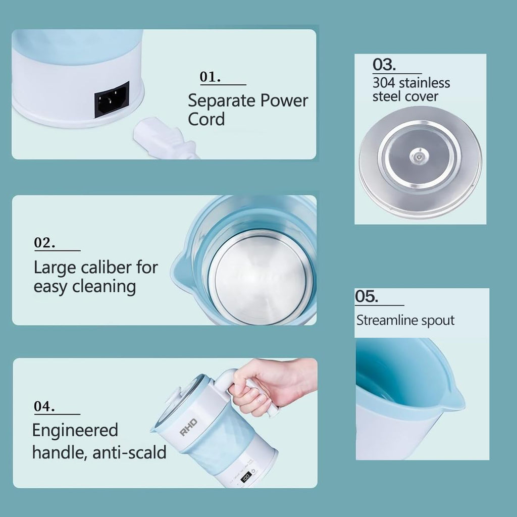 Jolof Store Foldable Electric Kettle – 0.7L Portable Travel Water Boiler