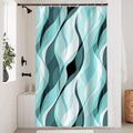Uiiooazy Blue Striped Shower Curtain | Waterproof Anti-Mould Polyester