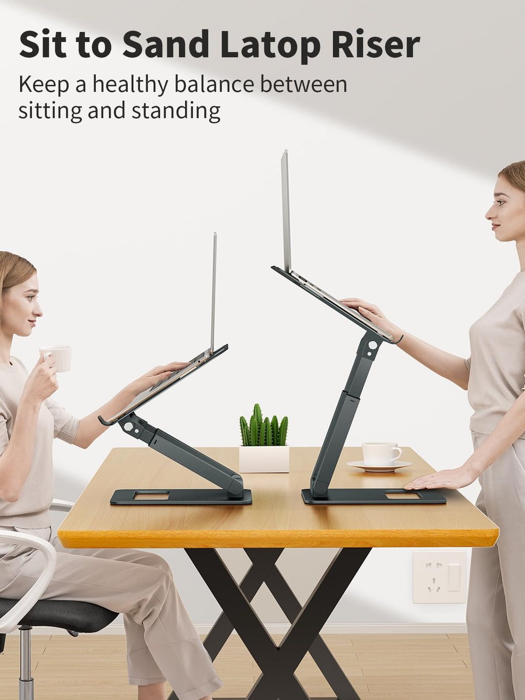 Ergonomic Laptop Stand – Adjustable Aluminum Sit Stand Riser