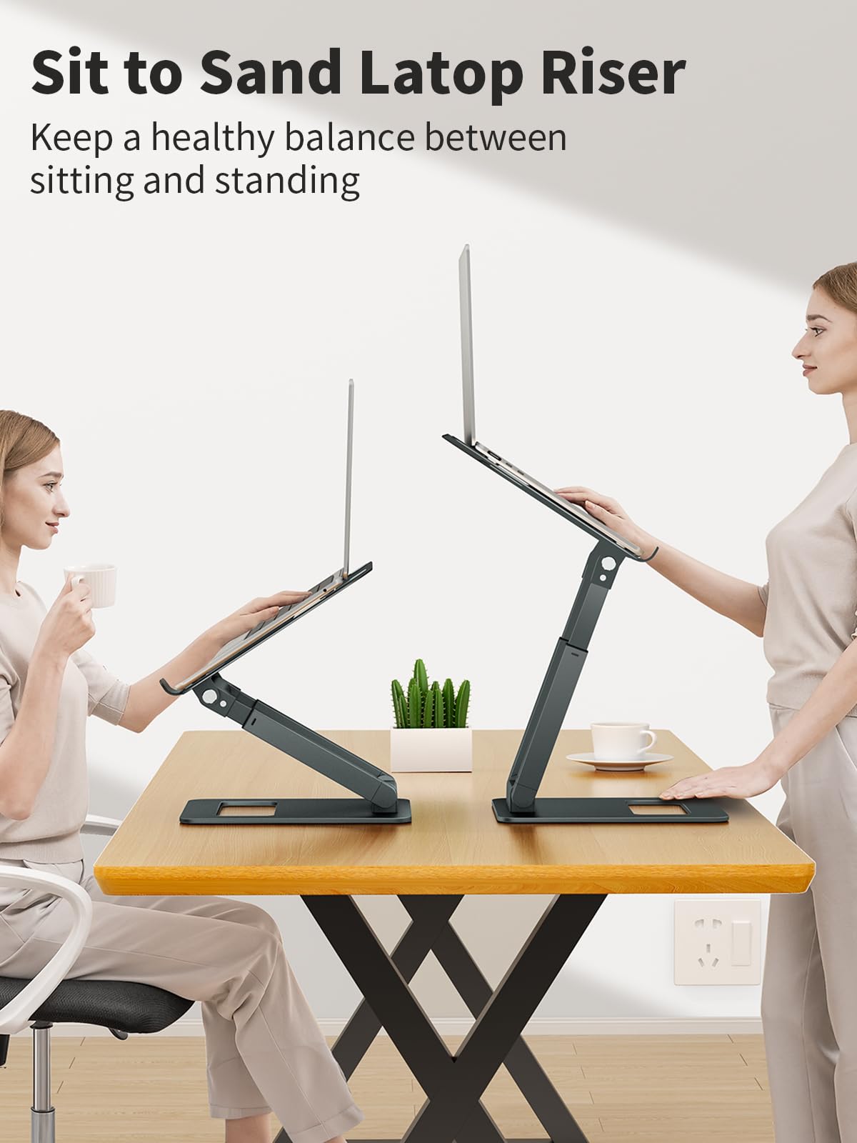Ergonomic Laptop Stand – Adjustable Aluminum Sit Stand Riser