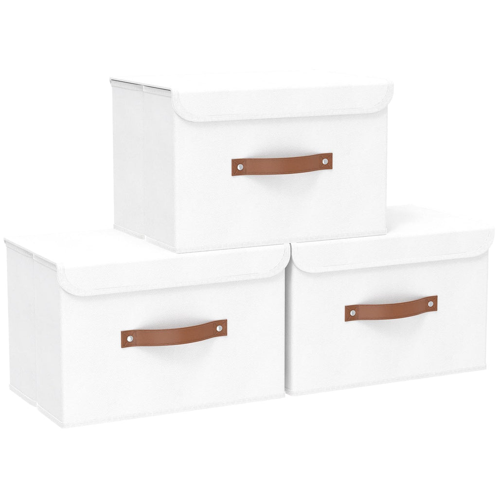 Yawinhe Collapsible Storage Boxes with Lids,45x30x30cm,White,3-Pack - image 1