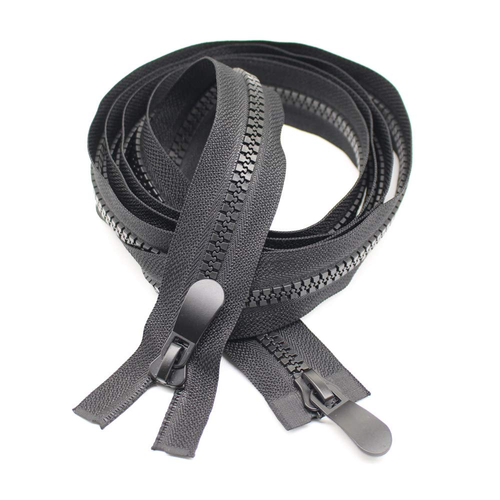 YaHoGa 150 cm #8 Zip Plastic 2 Way Separable Black Zip for Coat Jackets RZTW 150 cm