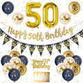 Jolof Store 50th Birthday Decorations Kit – Navy Blue & Gold Party Set