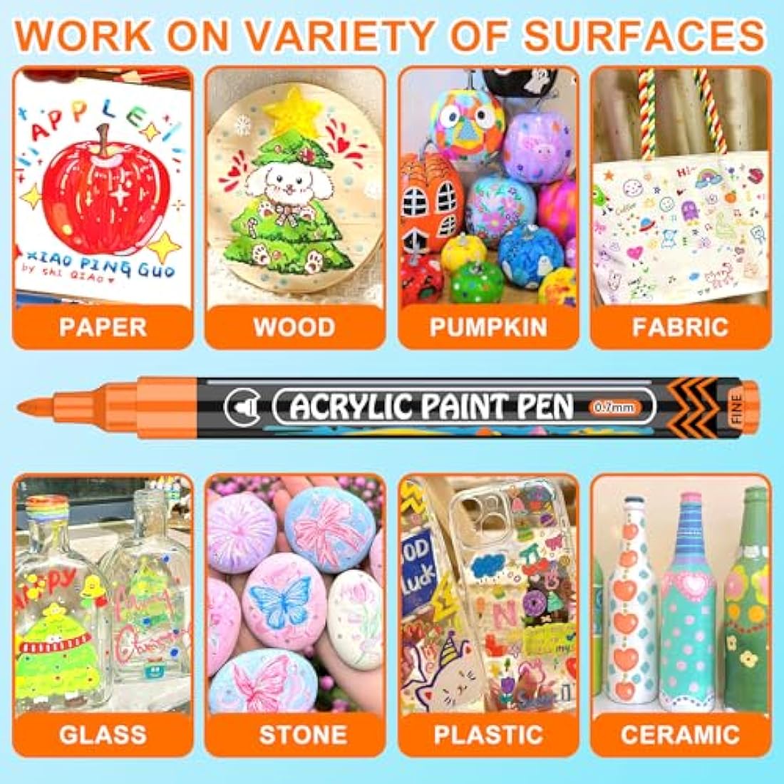 Lyuvie 168 Colors Acrylic Paint Pens | 0.7mm Extra Fine Tip Markers