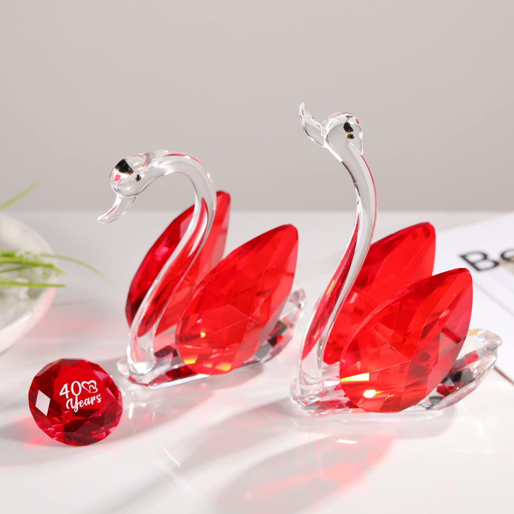 Crystal Swan Figurines – 40th Anniversary Glass Wedding Gift