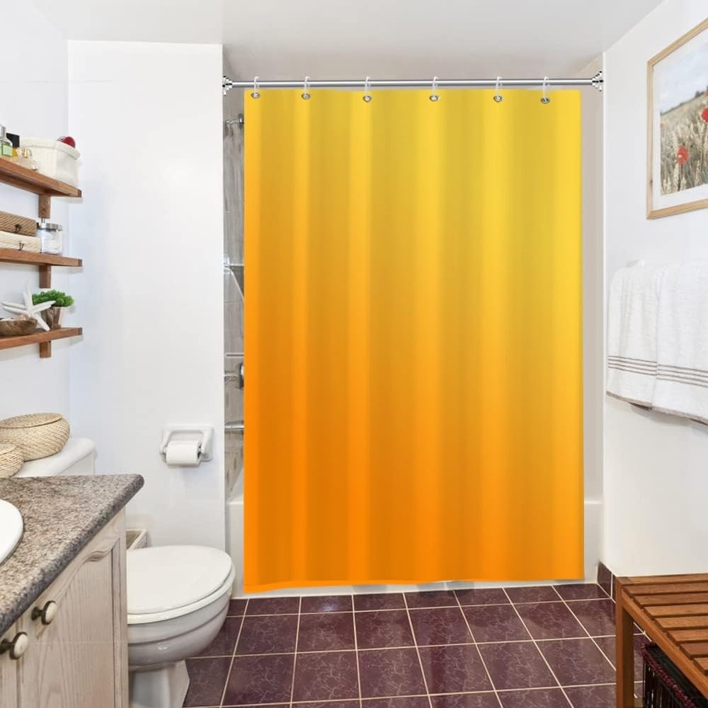 Uiiooazy Orange Gradient Shower Curtain | Waterproof Anti-Mould Polyester