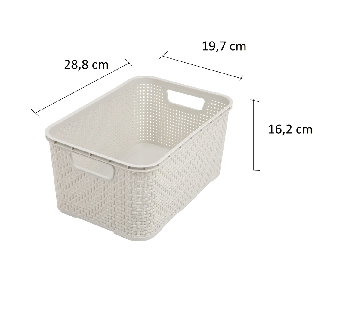 BranQ Home Essential Universal Multifunctional Basket in Rattan Design, Size M 10 L, BPA-Free Plastic PP, Cream, 28.8 x 19.7 x 16.2 cm