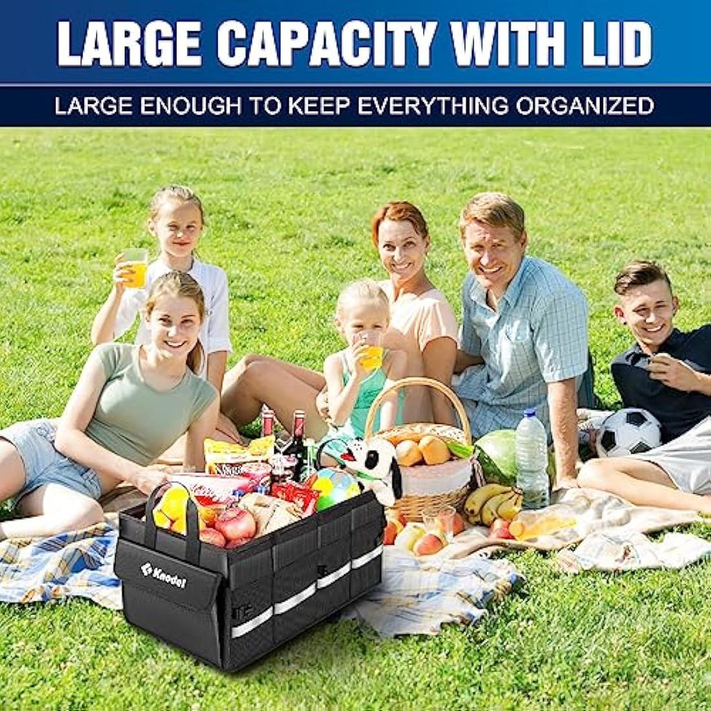 Knodel Car Boot Organiser | Foldable 600D Oxford Storage Box - Black