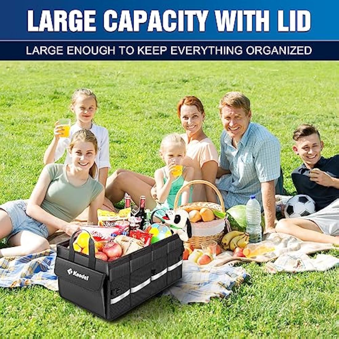 Knodel Car Boot Organiser | Foldable 600D Oxford Storage Box - Black