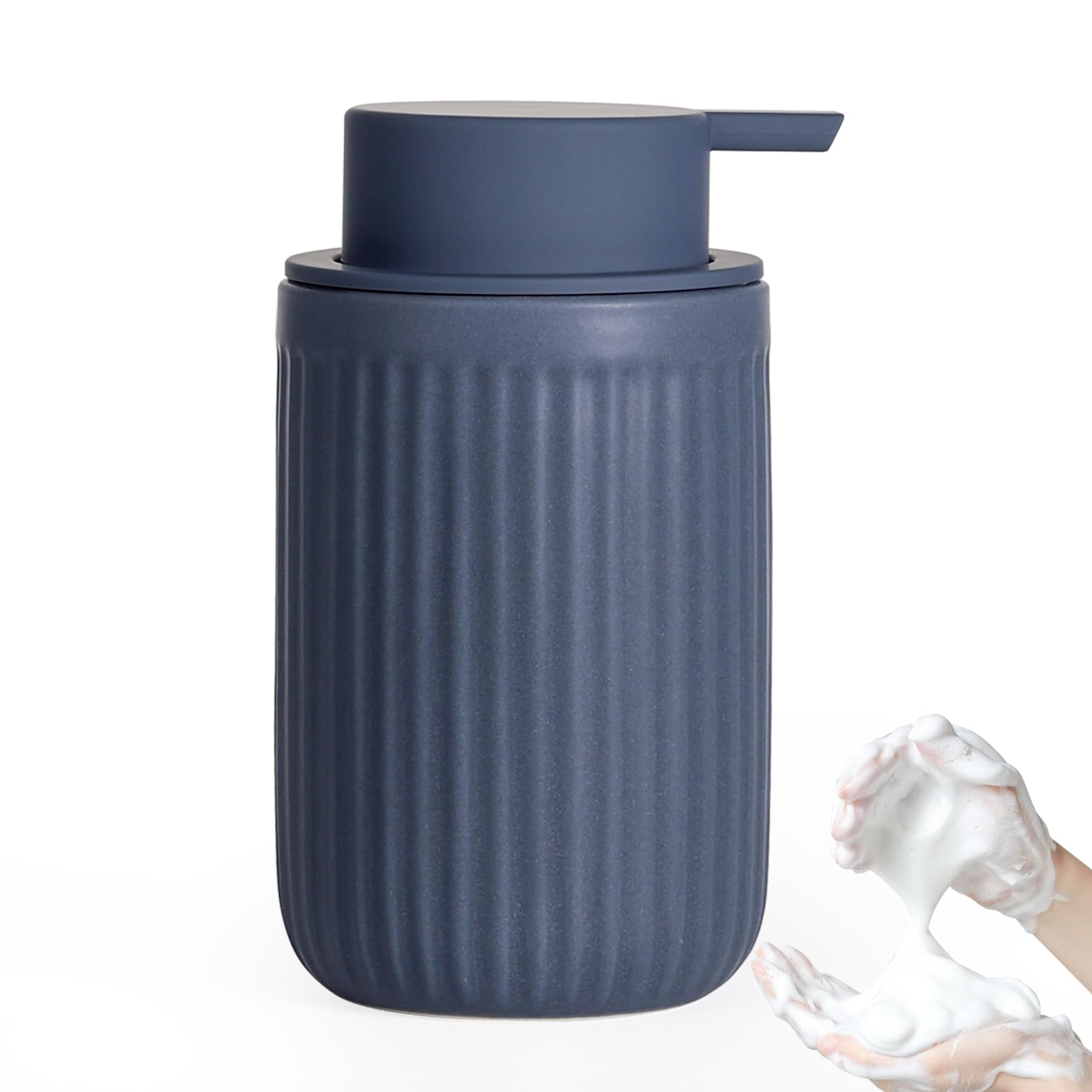 Autumnlife Ceramic Foaming Soap Dispenser – 12oz Matte Blue Pump