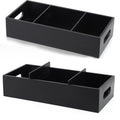 Wenceda 14 Inch Wood Bathroom Basket | 3-Compartment Toilet Paper Organizer