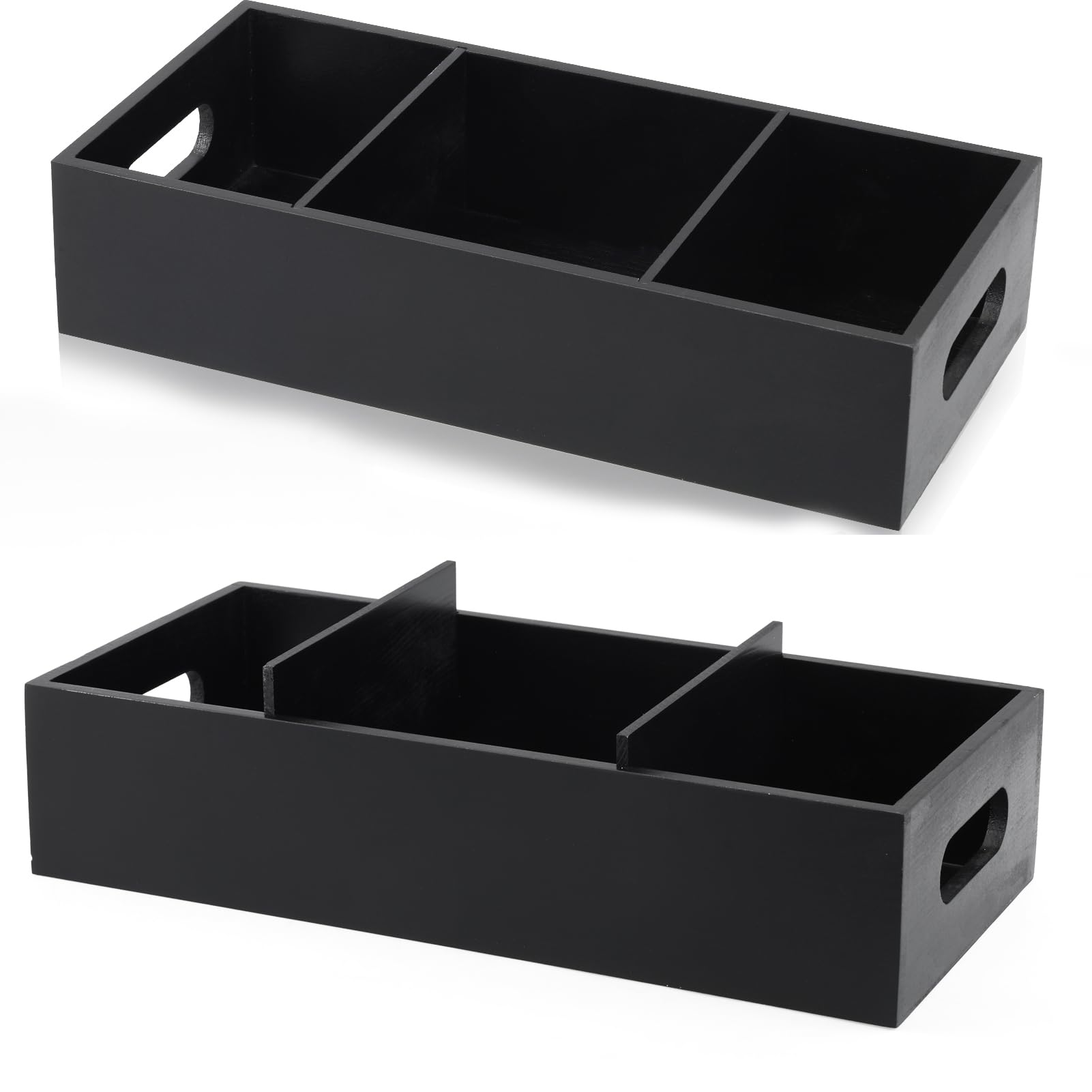 Wenceda 14 Inch Wood Bathroom Basket | 3-Compartment Toilet Paper Organizer