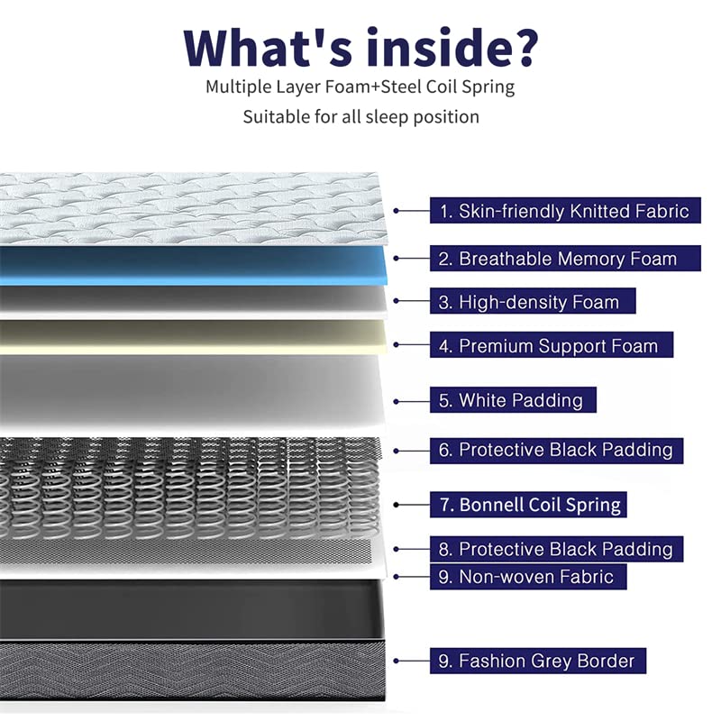 Good Nite Small Double 4FT Memory Foam and Spring Hybrid Mattress