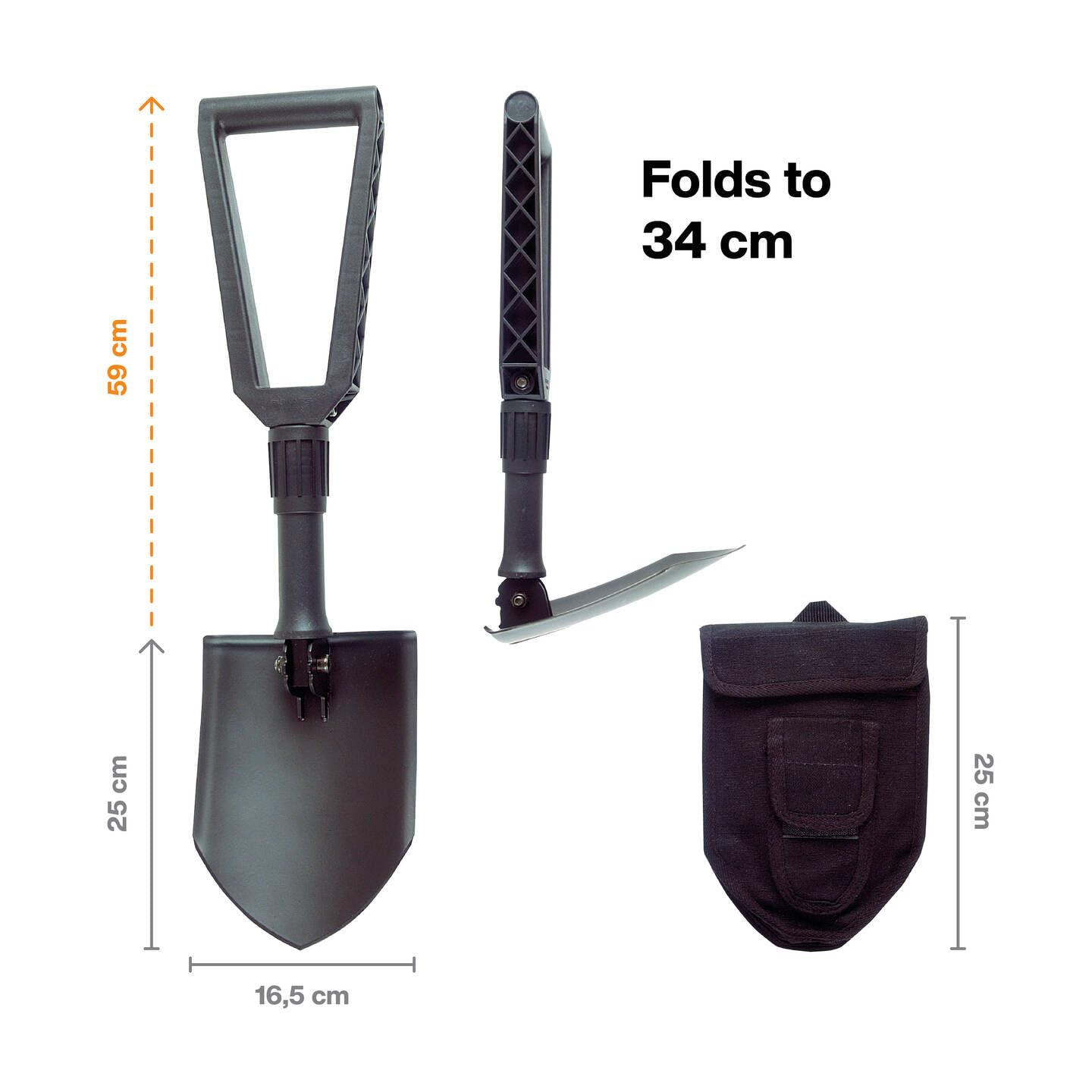 Fiskars Folding Spade – Boron Steel Camping Shovel & Pickaxe with Bag