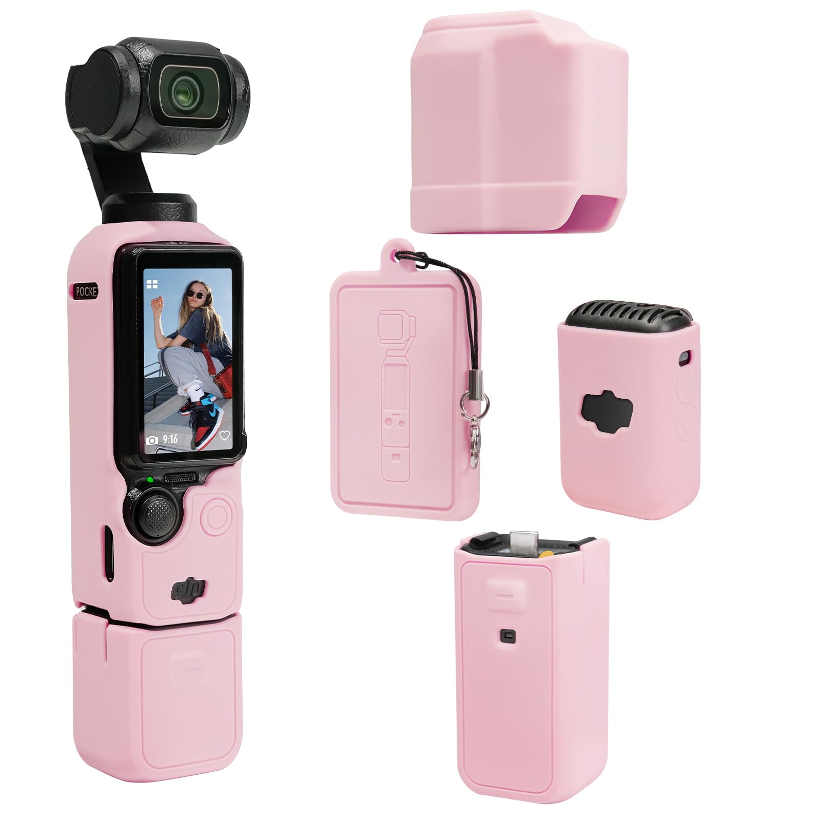 TYUANDOUER Silicone Case for DJI Osmo Pocket 3 – Pink Grip Cover