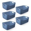 KEPLIN 5 Pack Plastic Storage Baskets with Handles, BPA-Free Dishwasher Safe Organiser Boxes for Kitchen, Bathroom, Pantry, Shelves & Drawers