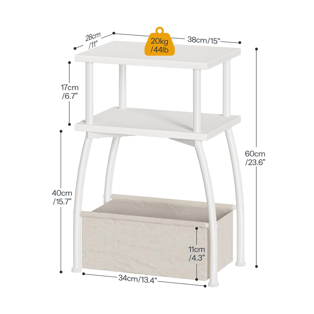 HOOBRO Narrow Side Table, 3-Tier Small Table with Linen Storage Basket, Sofa Side Tables for Small Space - image 3