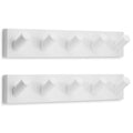 LARHN White Wall-Mounted Coat Rack, 2-Pack - 5 Coat Hooks, 42cm