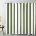 Green and White Striped Shower Curtain | Waterproof Polyester