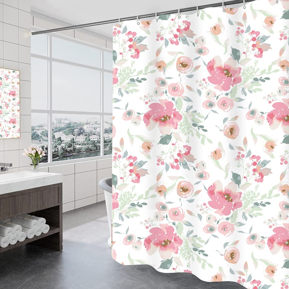 GONOVE Rose Flower Shower Curtain | Waterproof Polyester Fabric, 180x180cm