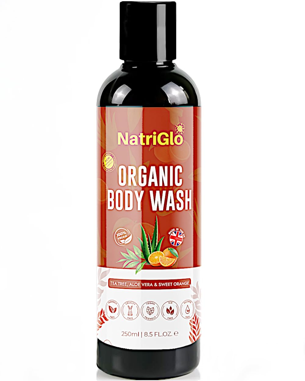 NatriGlo Organic Tea Tree Body Wash – Antibacterial Shower Gel