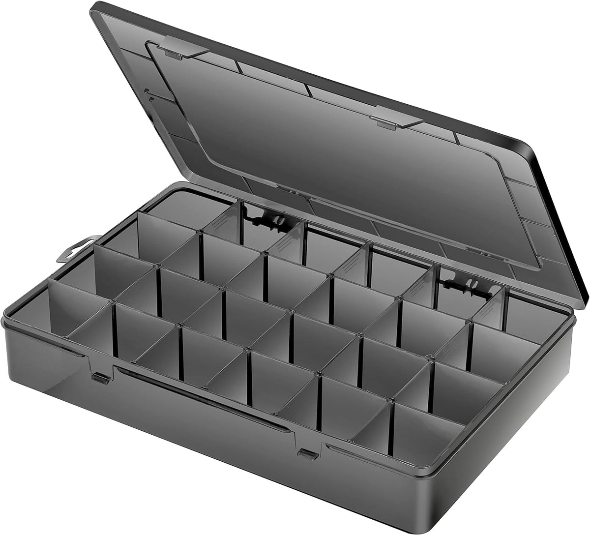 Gbivbe 24 Grids Extra Large Plastic Craft Storage Box, Black Plastic Organizer Container Compartment Bead Storage Box with Adjustable Dividers for - image 1