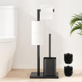 Freestanding Toilet Roll Holder & Brush – Matte Black