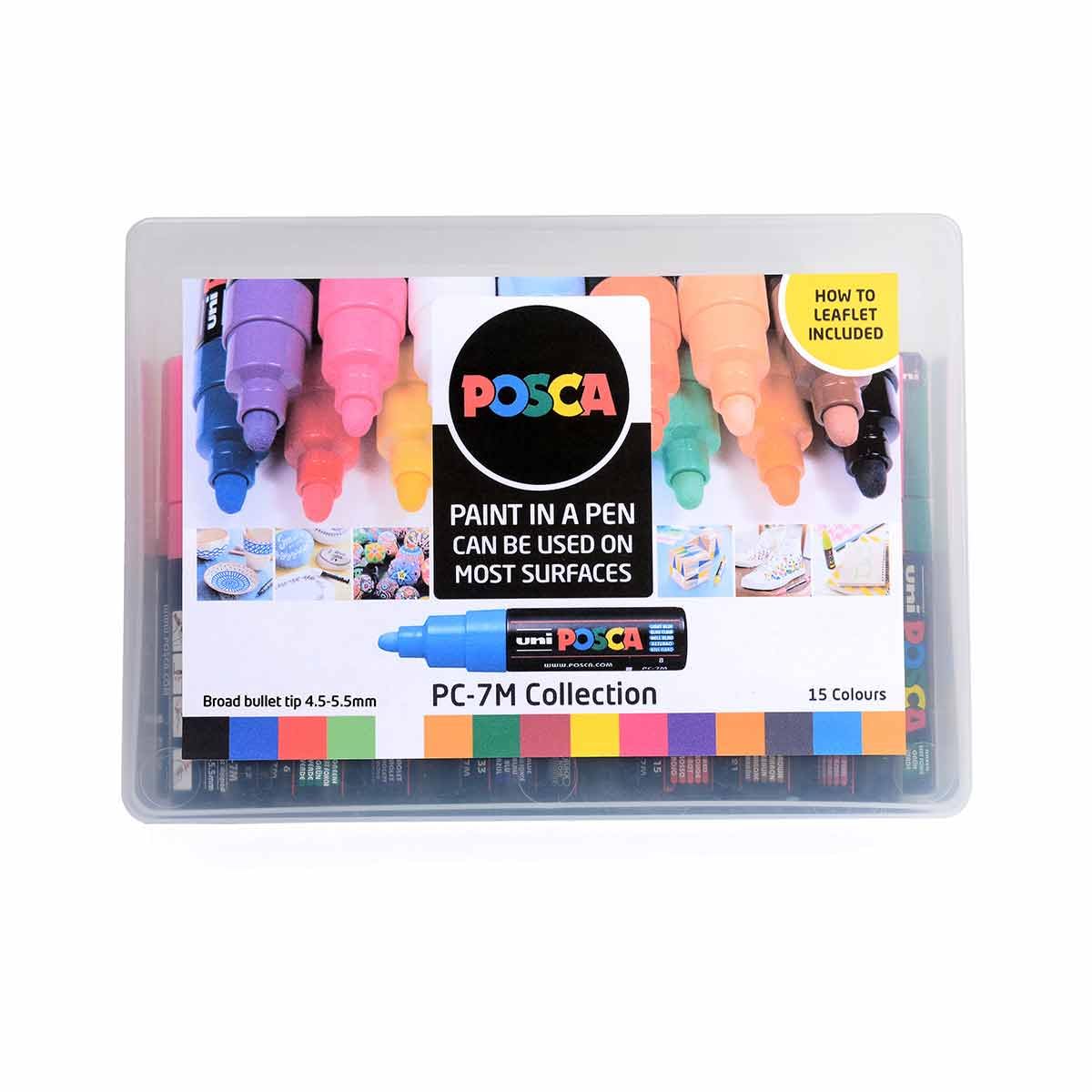 Posca PC-7M Paint Markers | Broad Bullet Tip | Multi-Surface | Set of 15