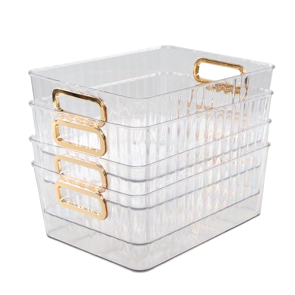 Ortodayes Clear Pantry Organiser Basket Bin, Fridge Organiser with Handles Set of 4 - image 1