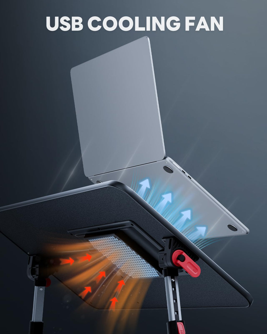 Cooling Table, Desk with USB Port, SAIJI Bed Table, lapdesk with fan, Adjustable Laptop Stand, folding table for Sofa, Bed, Floor, Breakfast - image 3