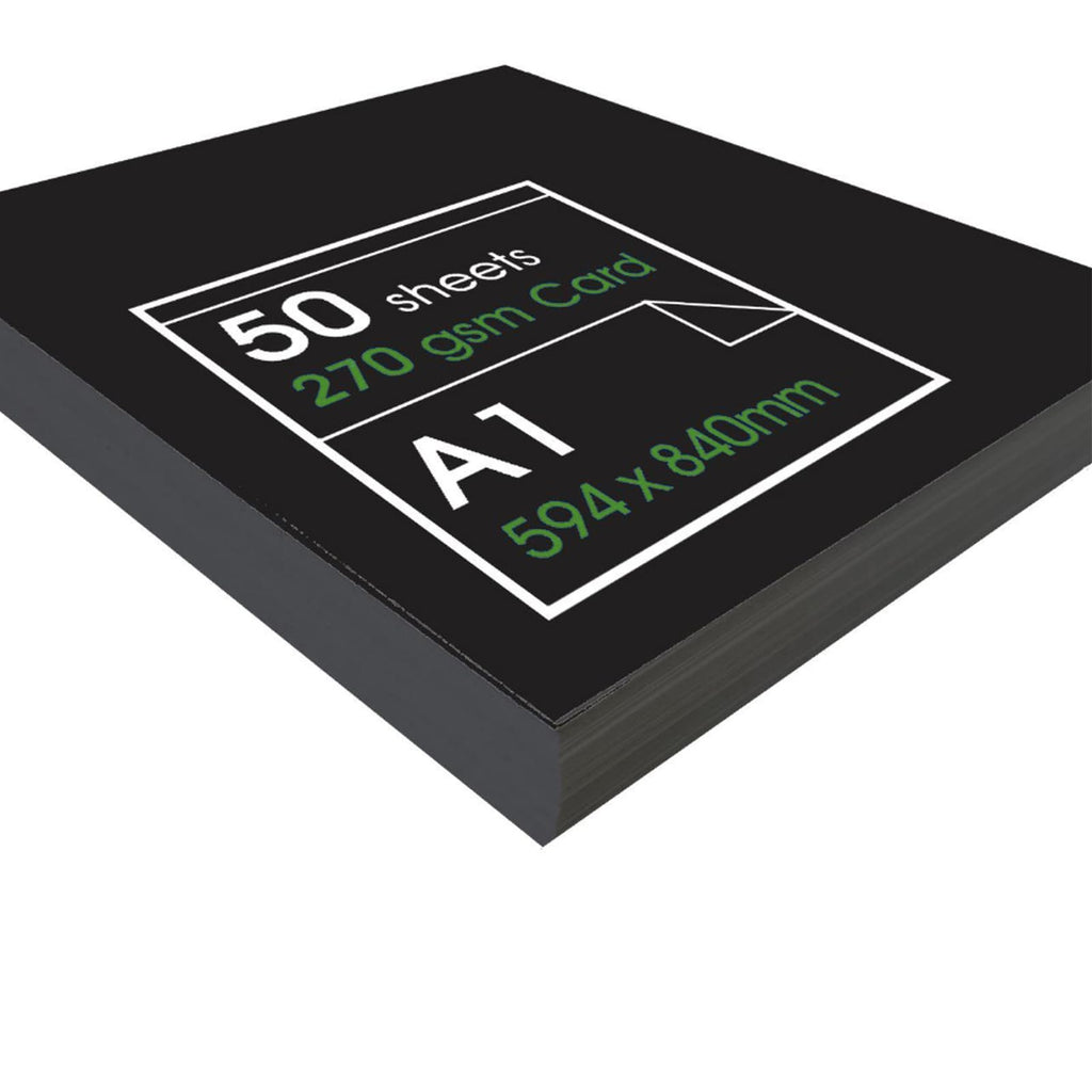 Artway Enviro Recycled A1 Black Card | 270gsm Heavyweight - 50 Sheets
