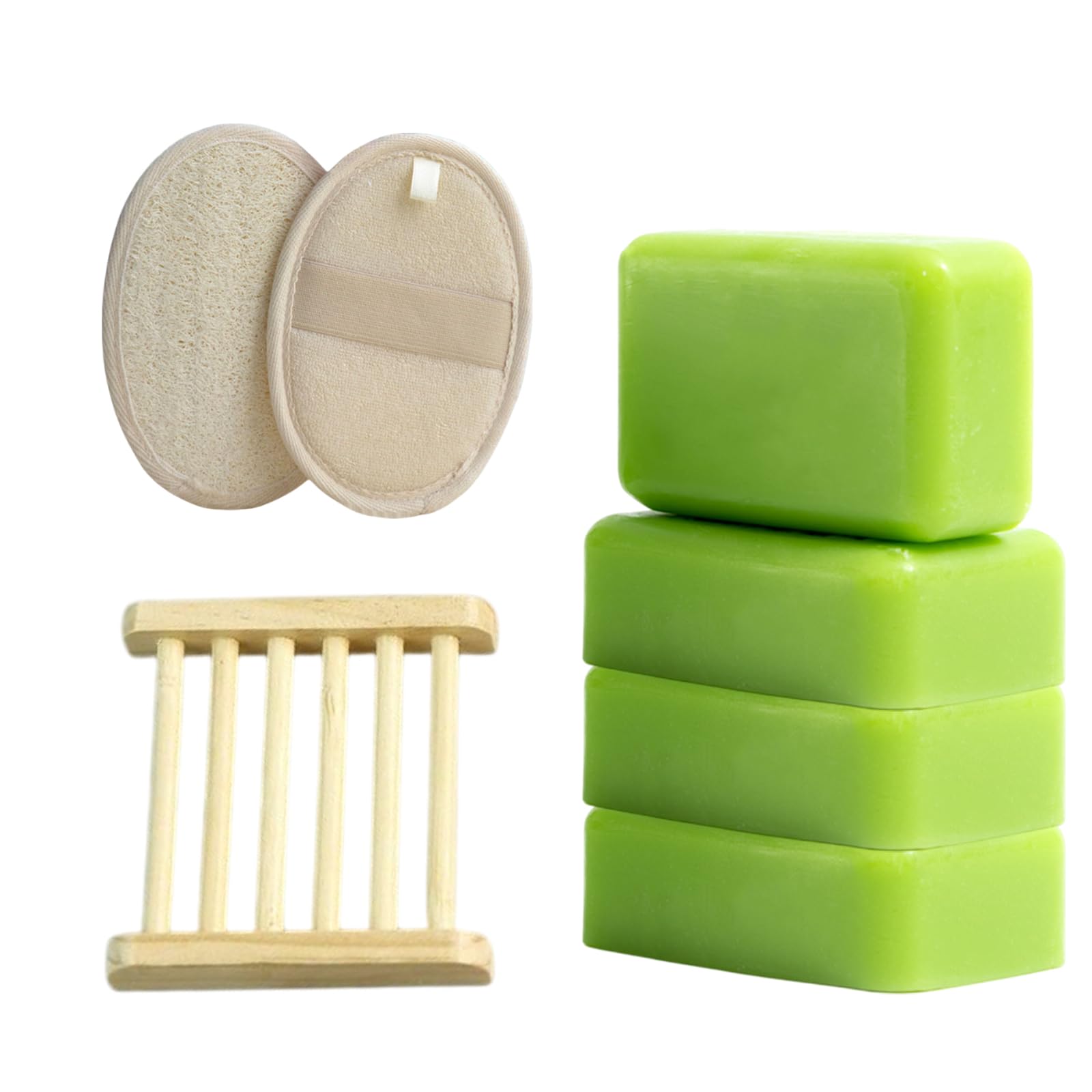 Jolof Store Tea Tree Soap - 4 Pcs Natural Acne Cleanser with Loofah & Dish