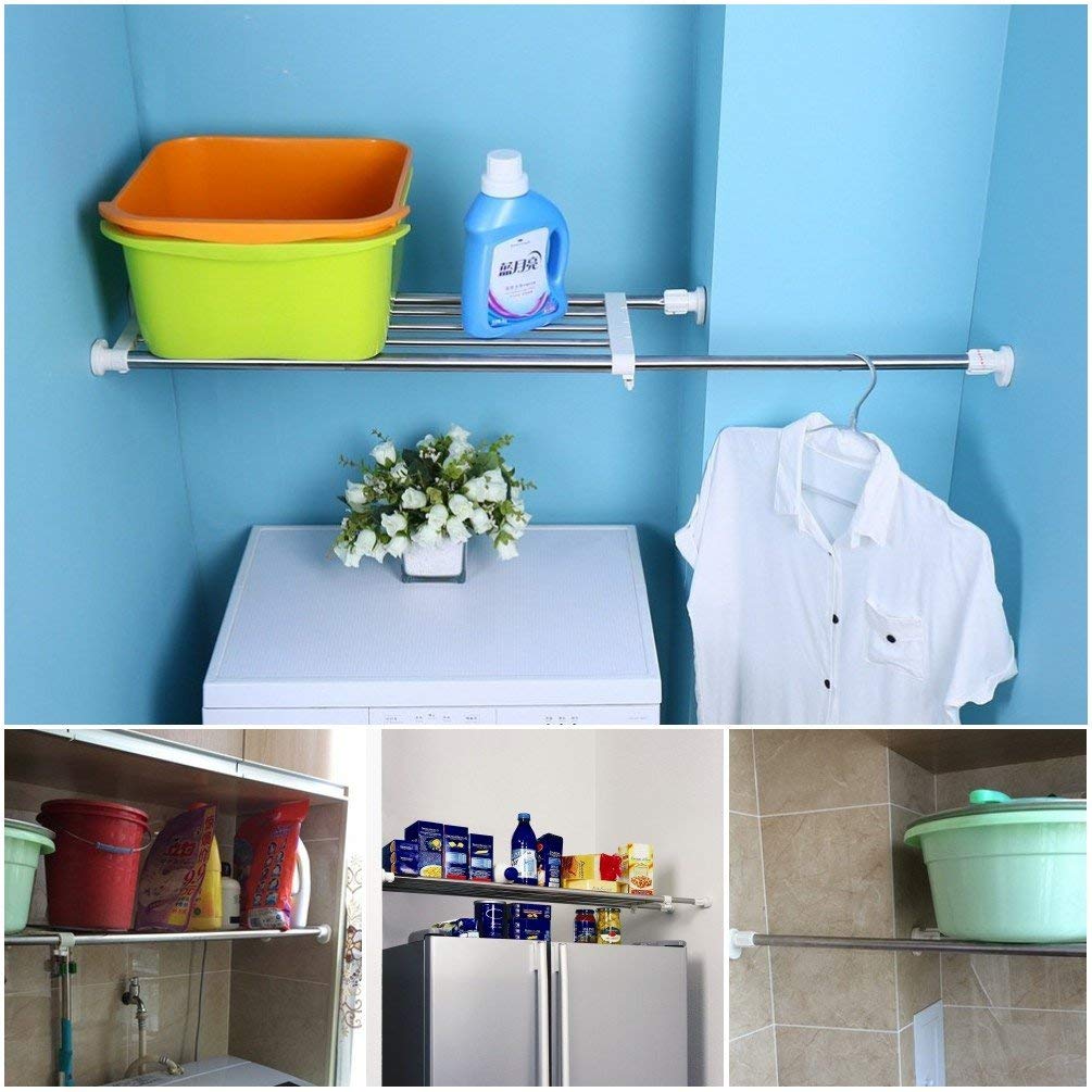 BAOYOUNI Expandable Tension Shelf | Adjustable Wardrobe Storage Rack