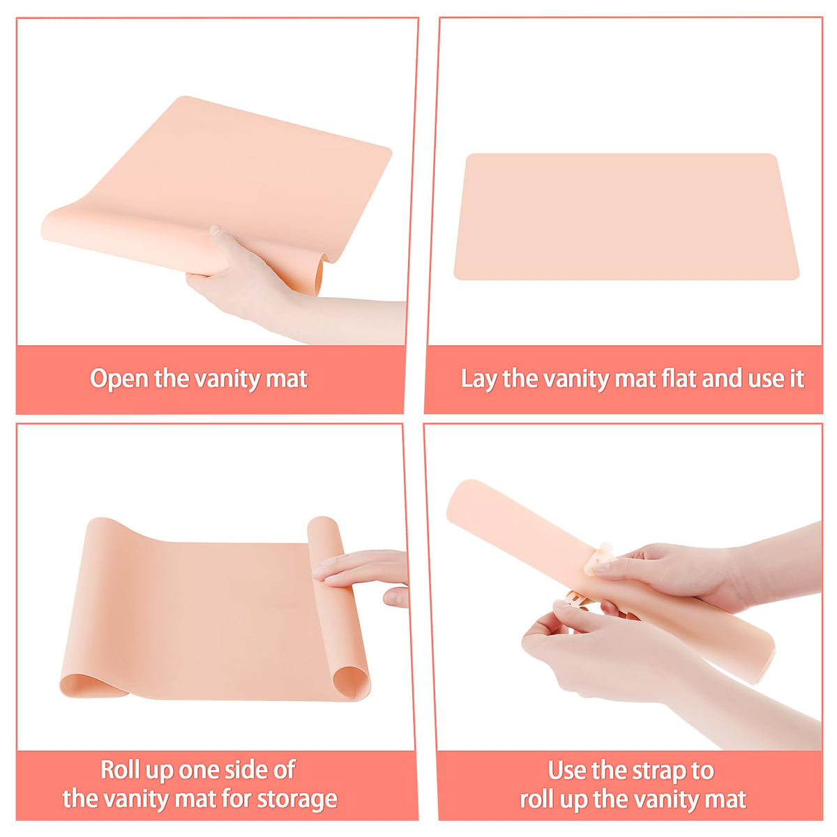 Silicone Dressing Table Mat Protector for Makeup, 55x30cm, Baby Pink - image 5