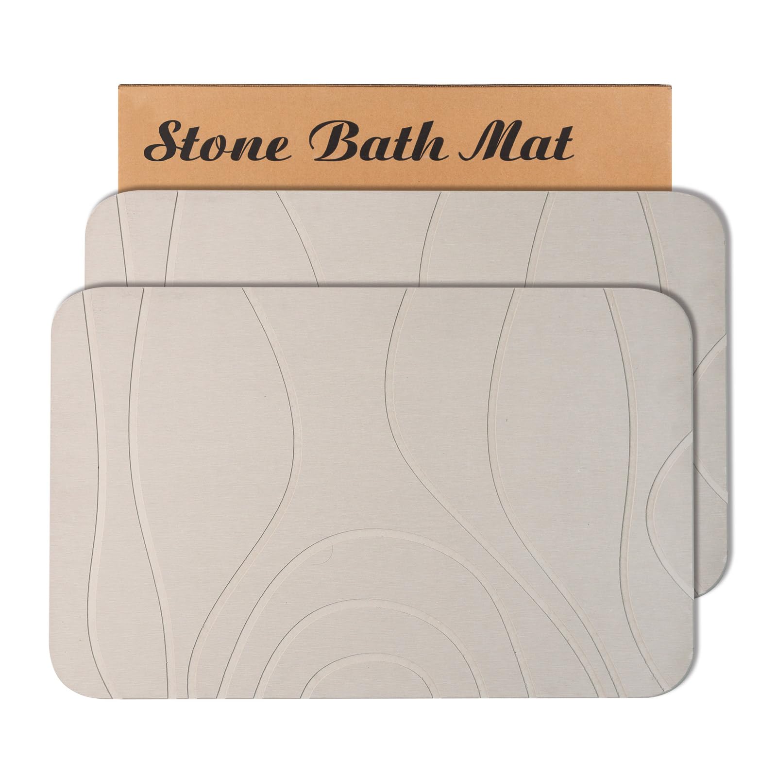 HUMIGA Diatomaceous Earth Stone Bath Mat - 2 Pack Non-Slip Greyish White