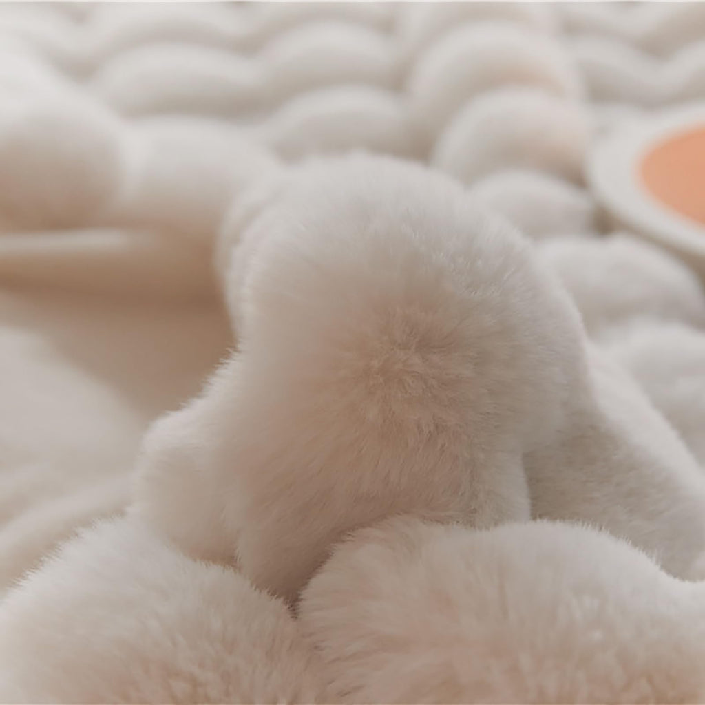 PFIMIGH Faux Rabbit Fur Bubble Throw Blanket - White Soft Velvet - 152x203cm