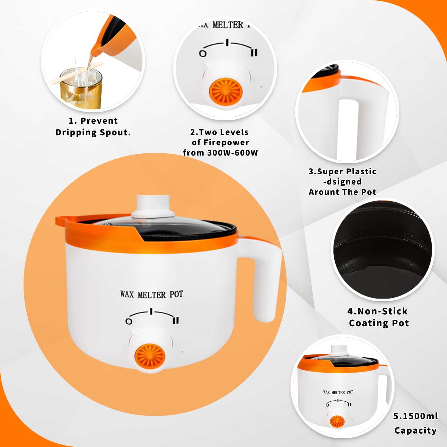 Ksedcon Electric Wax Melting Pot for Candle Making - Orange, 600W