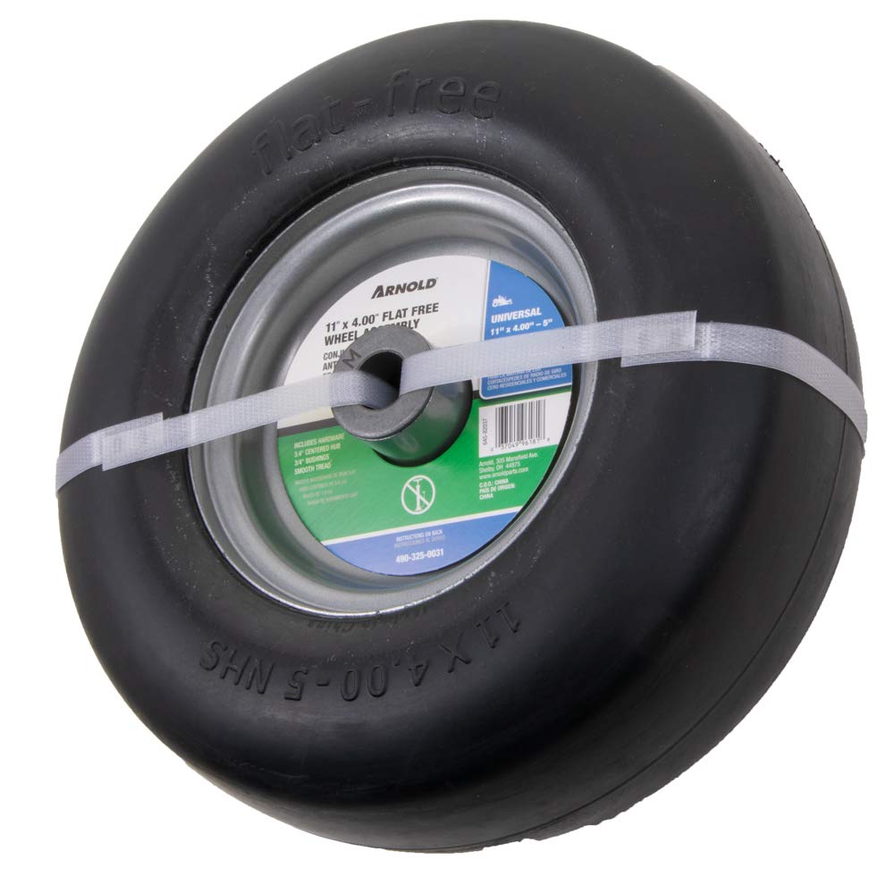 Arnold 11" x 4" Flat Free Zero-Turn Mower Wheel Assembly | Smooth Tread