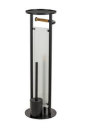 Croydex Matt Black & Wood Toilet Brush Holder with Spare Roll Shelf