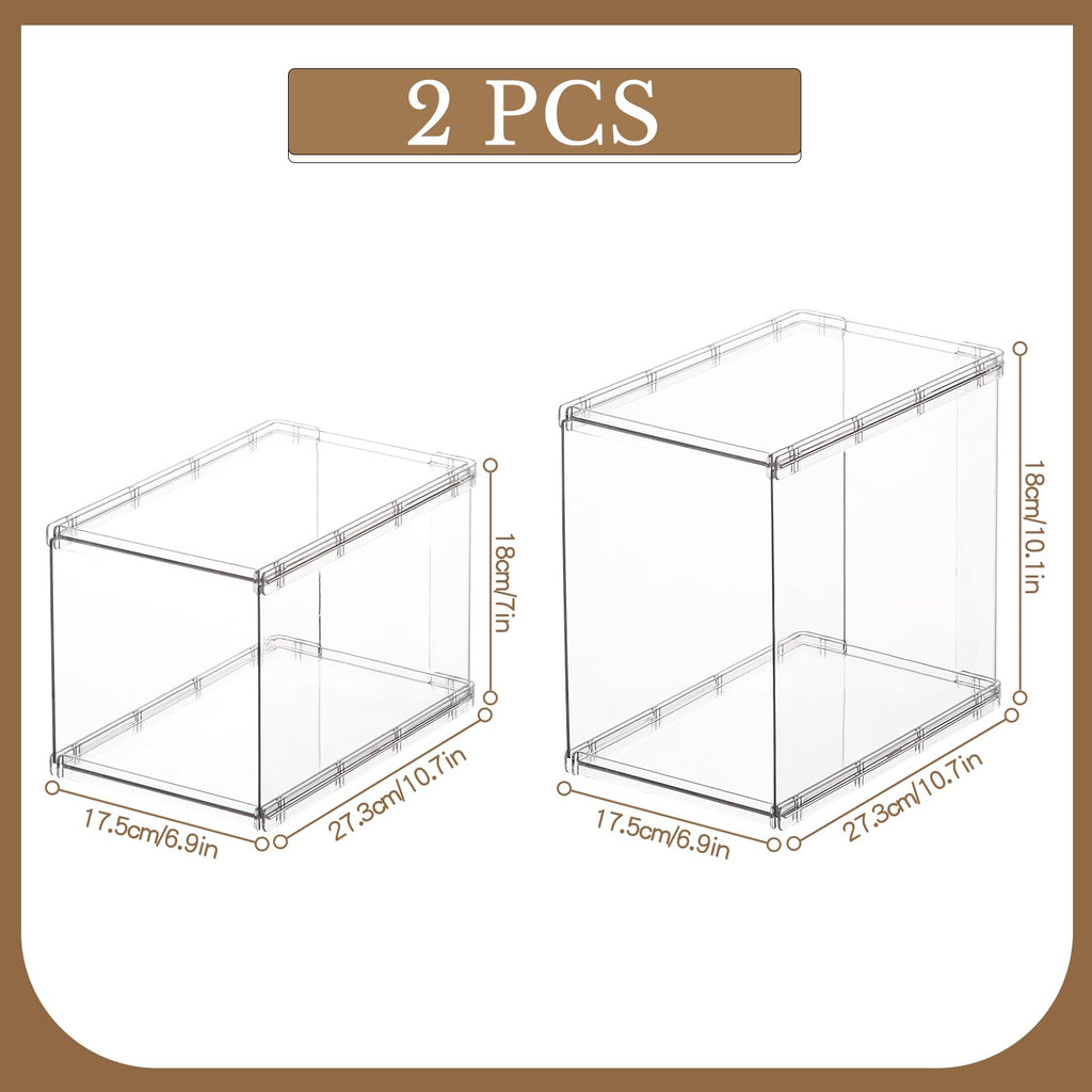 Fangoo 2 Pack Stackable Purse Bags Organizer for Closet Clear Acrylic Handbag Organizer Storage Boxes Display Case Kitchen Cupboard Bathroom - image 2