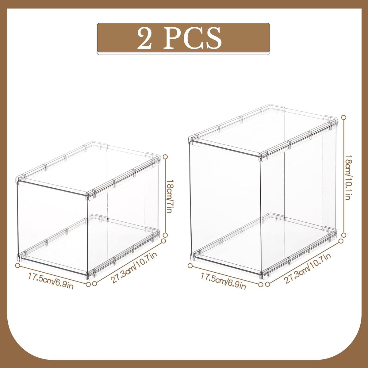 Fangoo 2 Pack Stackable Purse Bags Organizer for Closet Clear Acrylic Handbag Organizer Storage Boxes Display Case Kitchen Cupboard Bathroom - image 2