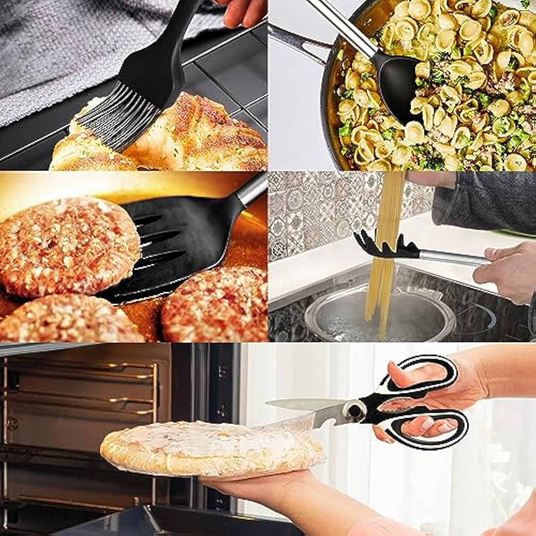 26-Piece Silicone Kitchen Utensils Set with Holder | Black