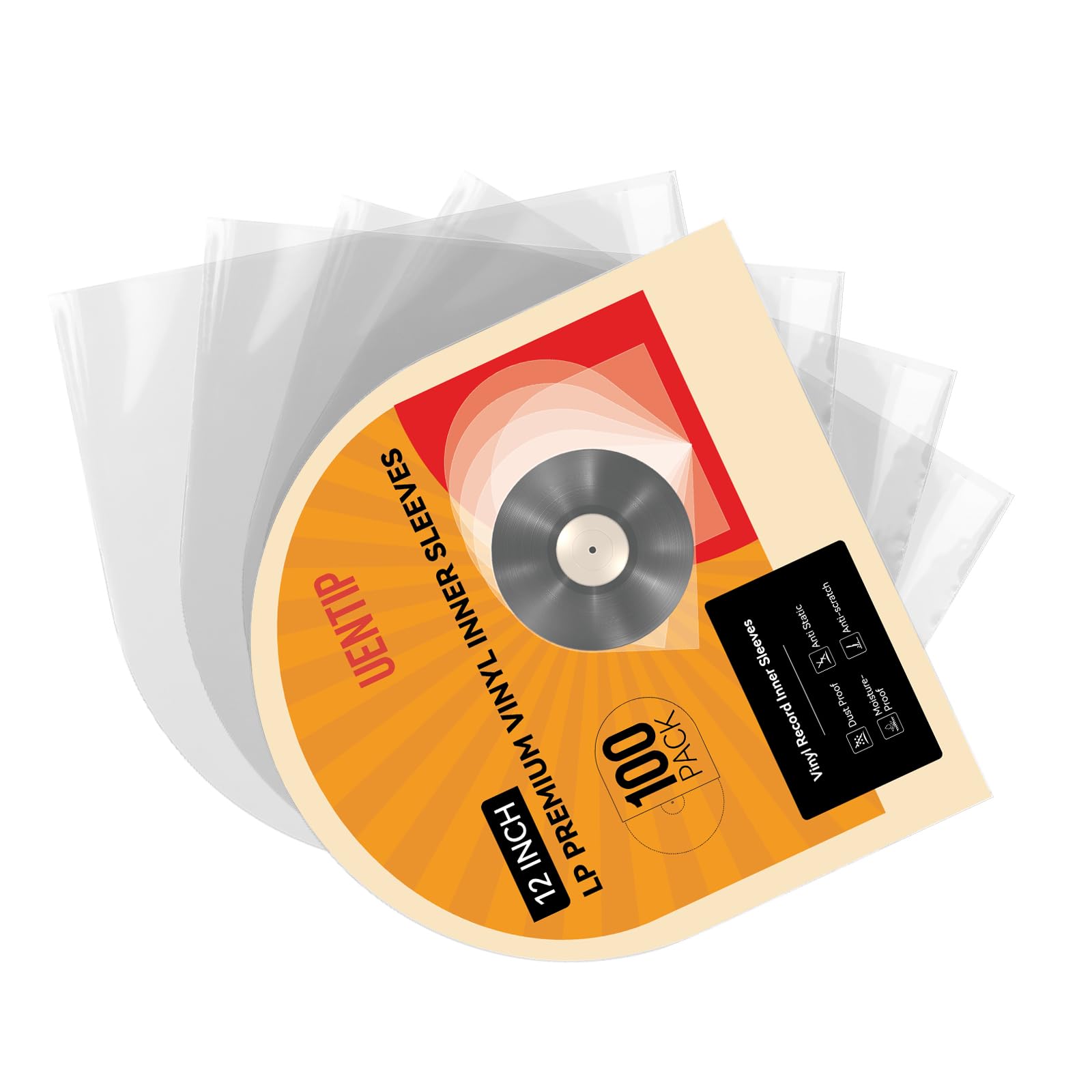 100-Pack 12" Vinyl Record Inner Sleeves – Round Bottom